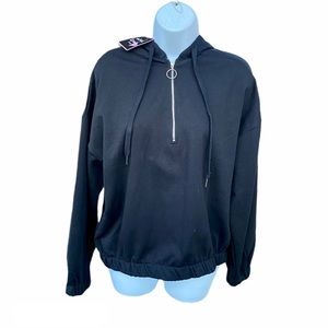 Mixed Threads Black O Ring Fleece Cozy Hoodie